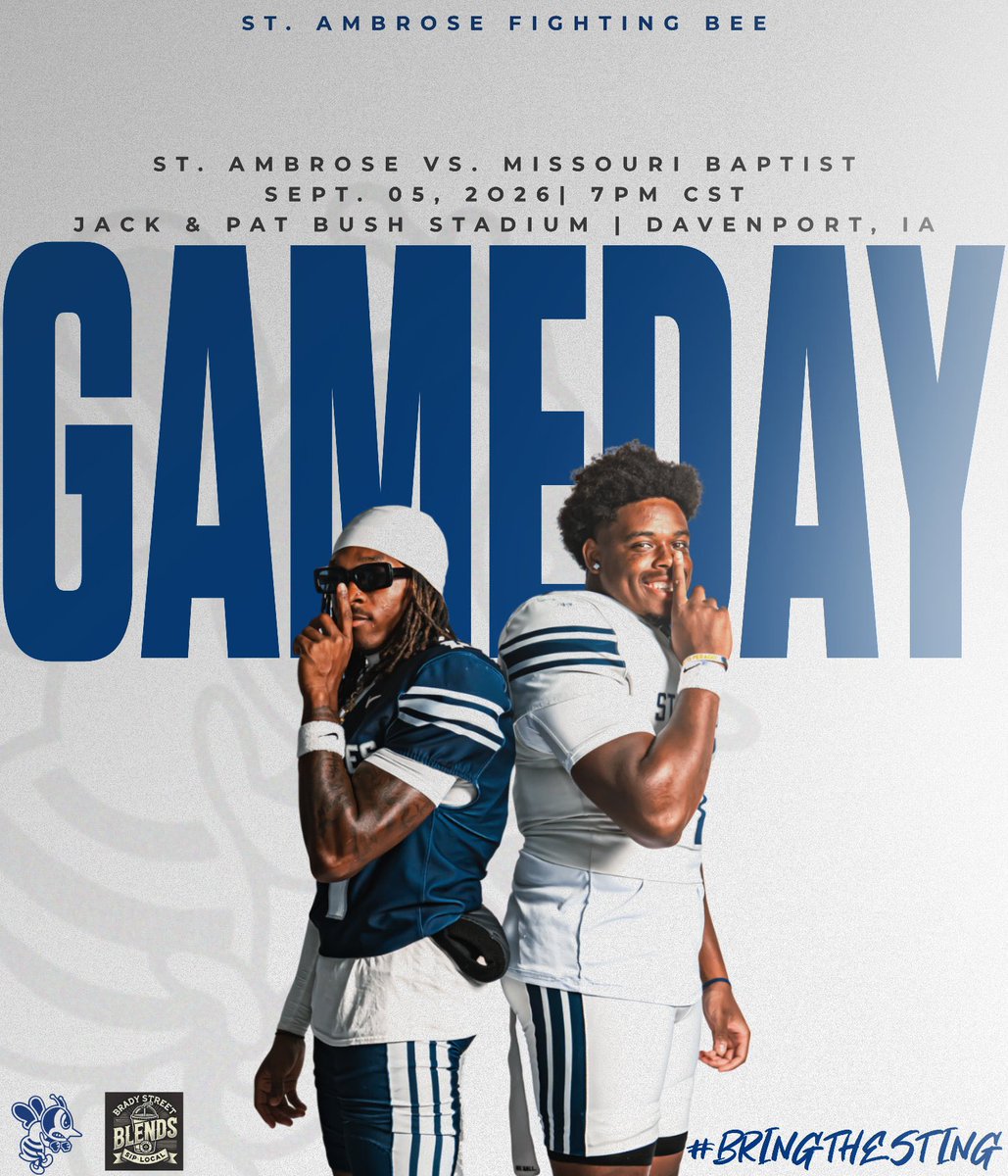 FightingBeesFB's tweet photo. π₯HOME OPENERπ₯ presented by Brady Street Blends
π St. Ambrose Fighting Bees
βοΈ vs. Missouri Baptist
ποΈ Jack and Pat Bush Stadium |πDavenport, IA.
β° 7PM CST
π₯ Watch Live: https://t.co/Q01xS8xQNu
π TAILGATE OPENS 2:00 PM
π₯ GAMEDAY WALK 6:05 PM
#BringTheSting | #GoBees https://t.co/NTErdmpept