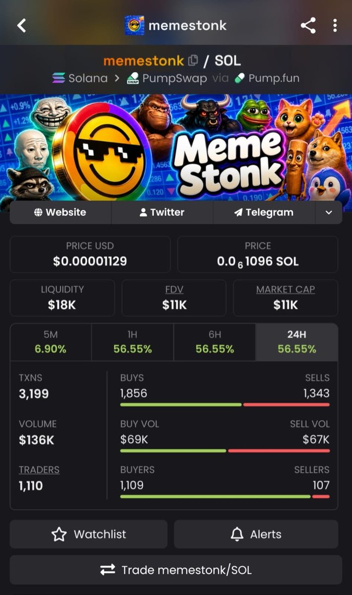 TheAlphaGems's tweet photo. 🚨 THE MEME STOCK ERA IS BACK ON SOLANA. 🚨

📈 Meet $MEMESTONK
The meme. The culture. The chart. 🦧📊

Born from the legendary meme-stock movement and brought ON-CHAIN.

💰 Buy it for the meme
📈 Hold it for the stonks
🧠 Build the community
🔥 Make some noise

No VC allocation. No complicated thesis. Just MEMES + COMMUNITY + SOLANA.

🌐 Website: https://t.co/vJBuqZadT1

💬 Telegram: @MemestonkSOL

🐦 X: @MemestonkSOL

📊 Chart: [DEX Screener]
https://t.co/n6JWG4NGWQ

CA:
CYAQyGC9Nc9RV5MiSiJxdE8utWZtdjtt3tKe1Uvjpump

THE TICKER IS $MEMESTONK.
THE CULTURE IS THE UTILITY.
THE CHART WRITES THE STORY. 📈