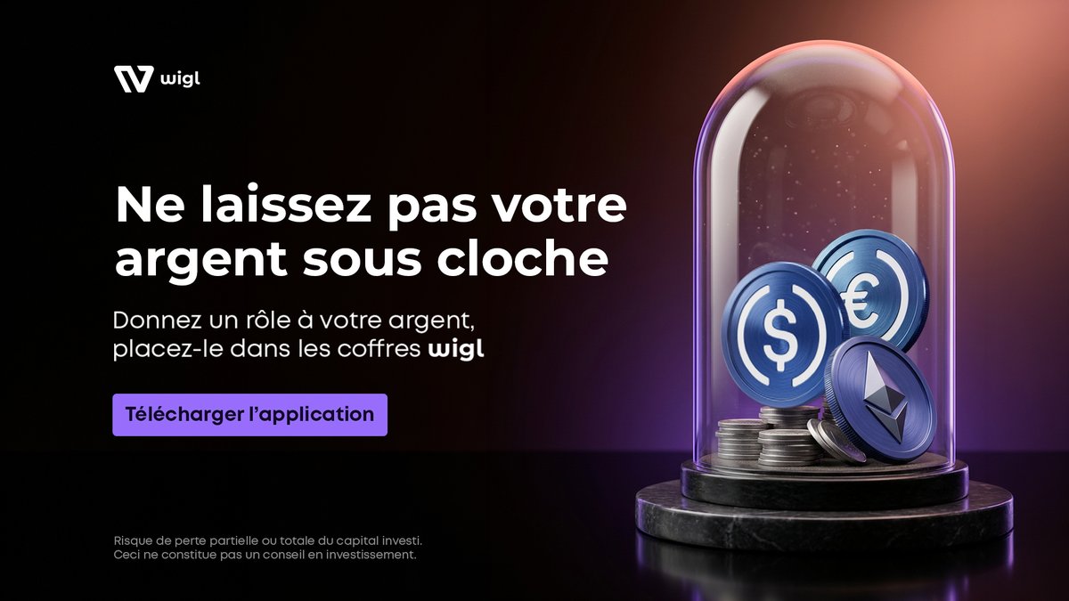 WiglApp's tweet photo. Sous cloche, votre argent est bien visible, mais il ne produit rien.

Placé dans les Coffres Wigl, il vous rapporte des intérêts versés chaque mois, et cela se poursuit tant que vos fonds y restent.

Téléchargez l'application ➡️ https://t.co/pZyCWcEoEH https://t.co/wP1nLhURHC
