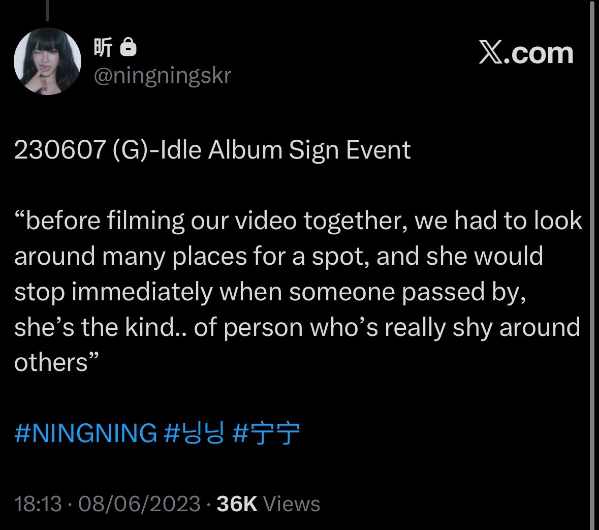 holyizhuo's tweet photo. people are trying to make narratives about ningning, but all this time she's just shy - as described even by her friends 🤦‍♀️ https://t.co/PaG8OsZB28