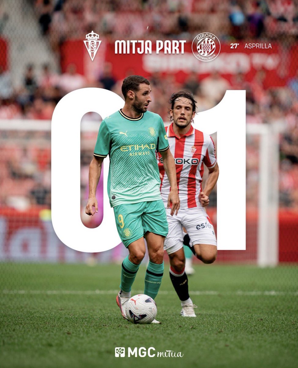 Gerard_Civit's tweet photo. Mitja part al Molinón. El @GironaFC no està fent el seu millor partit però li està servint dominar el joc per anar a la mitja part per davant al marcador.
Golàs d'Asprilla, assitència de Gazzaniga (que quan fa les coses bé també ho diem) i excel•lent Holmes. https://t.co/O3wK6PDjsr