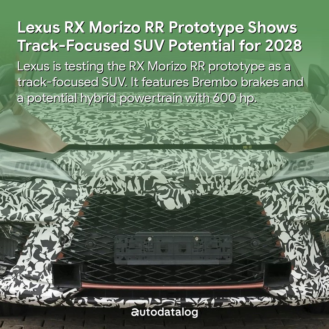 MarisFetner's tweet photo. Lexus RX Morizo RR prototype spotted at Nürburgring with wide fenders, Brembo brakes, and aggressive tires. Expected in 2028, this hybrid performance SUV could rival the Audi RS Q8 and Mercedes-AMG GLE 63. https://t.co/Nd31SprIZh