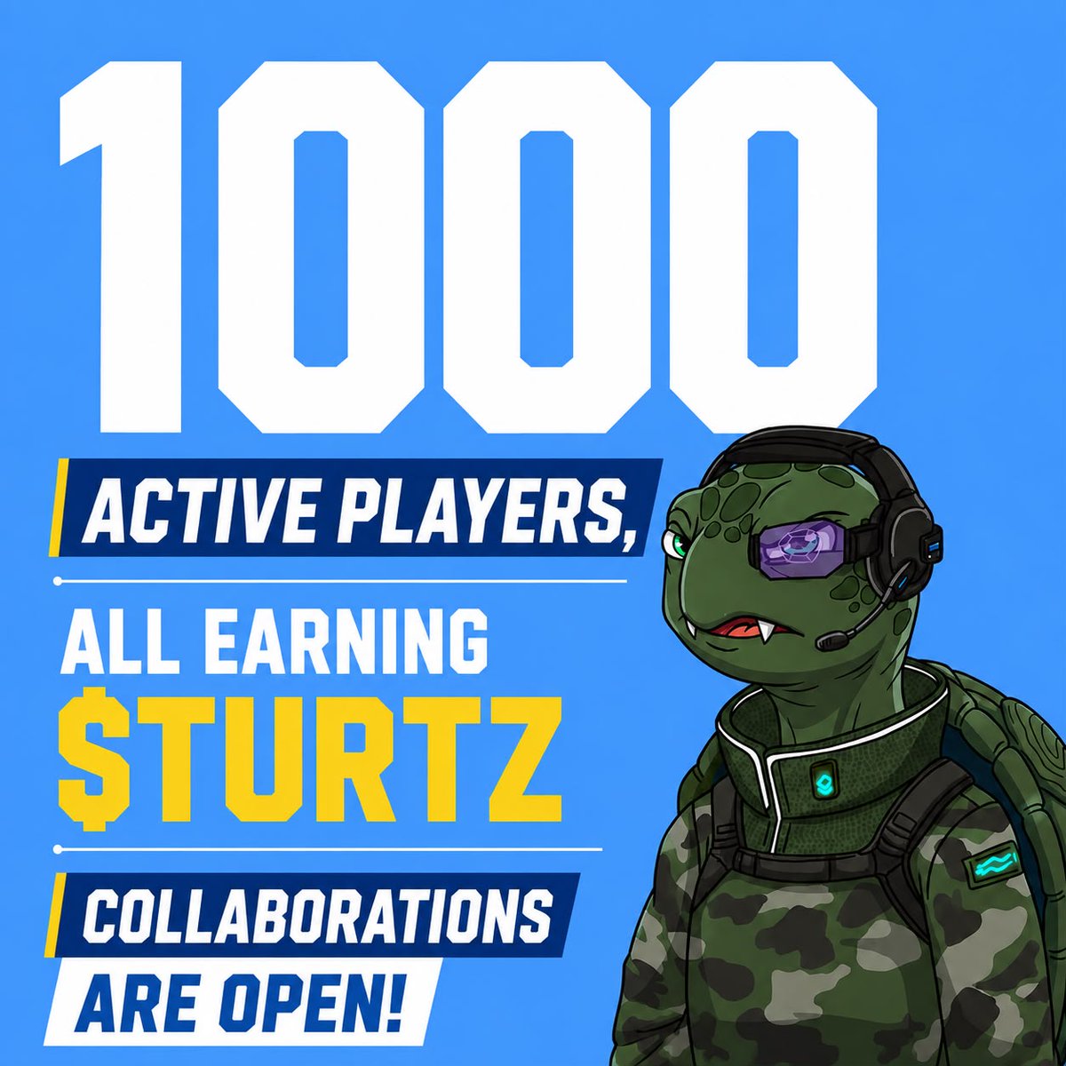 TurtzWTF's tweet photo. We’re happy to announce that we just hit 1,000+ sign-ups, with players actively playing 10+ mini-games on Turtz (coming to @arc).

To celebrate, we’re giving away 10 GTD spots on this post.
Follow, like &amp; RT.

Collaborations are now open! Reach out in DMs.

24 hours. https://t.co/8Jw12hhs3M