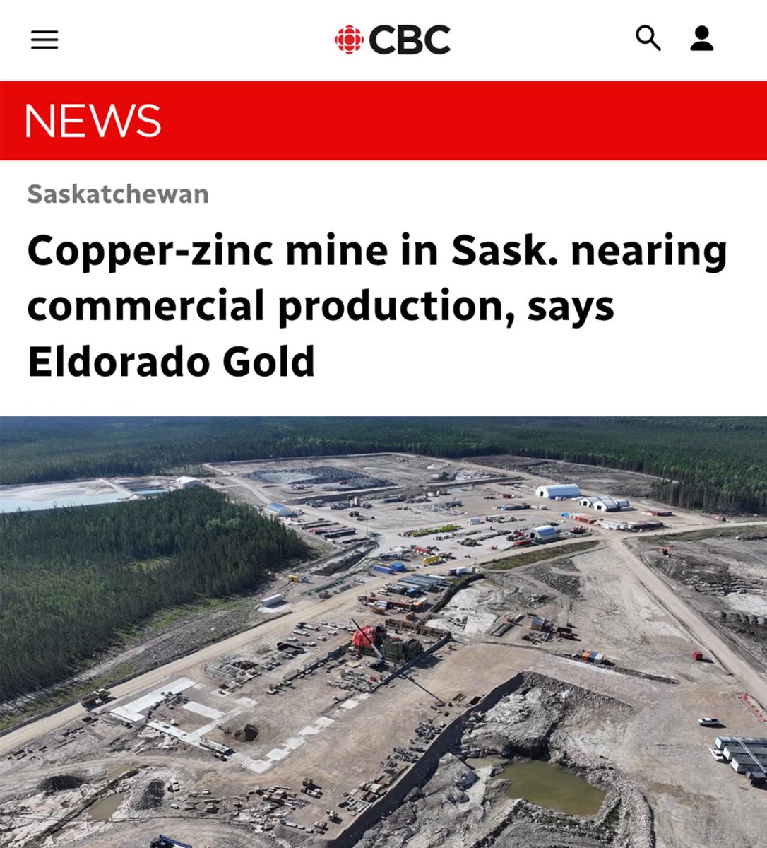 MarkJCarney's tweet photo. We referred the McIlvenna Bay Mine to the Major Projects Office in September last year.
 
It’s now producing Saskatchewan’s first copper in more than two decades — ramping up to get more Canadian critical minerals to market. https://t.co/8r5B2urf8x