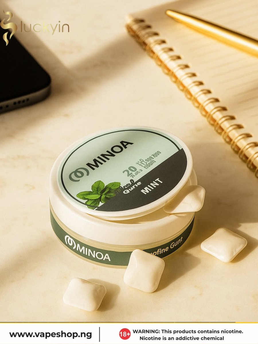 luckyinltd's tweet photo. Some things just makes your day easier, keeps your focus and lets you stay in control. 

Grab your Minoa nicotine gum from https://t.co/fITRWEDdmT and own your day. 

#MinoaGum #Luckyinltd #StayInControl #NigerianLifestyle #EverydayEssentials #VapeShopNG https://t.co/BXPD4R6JPN