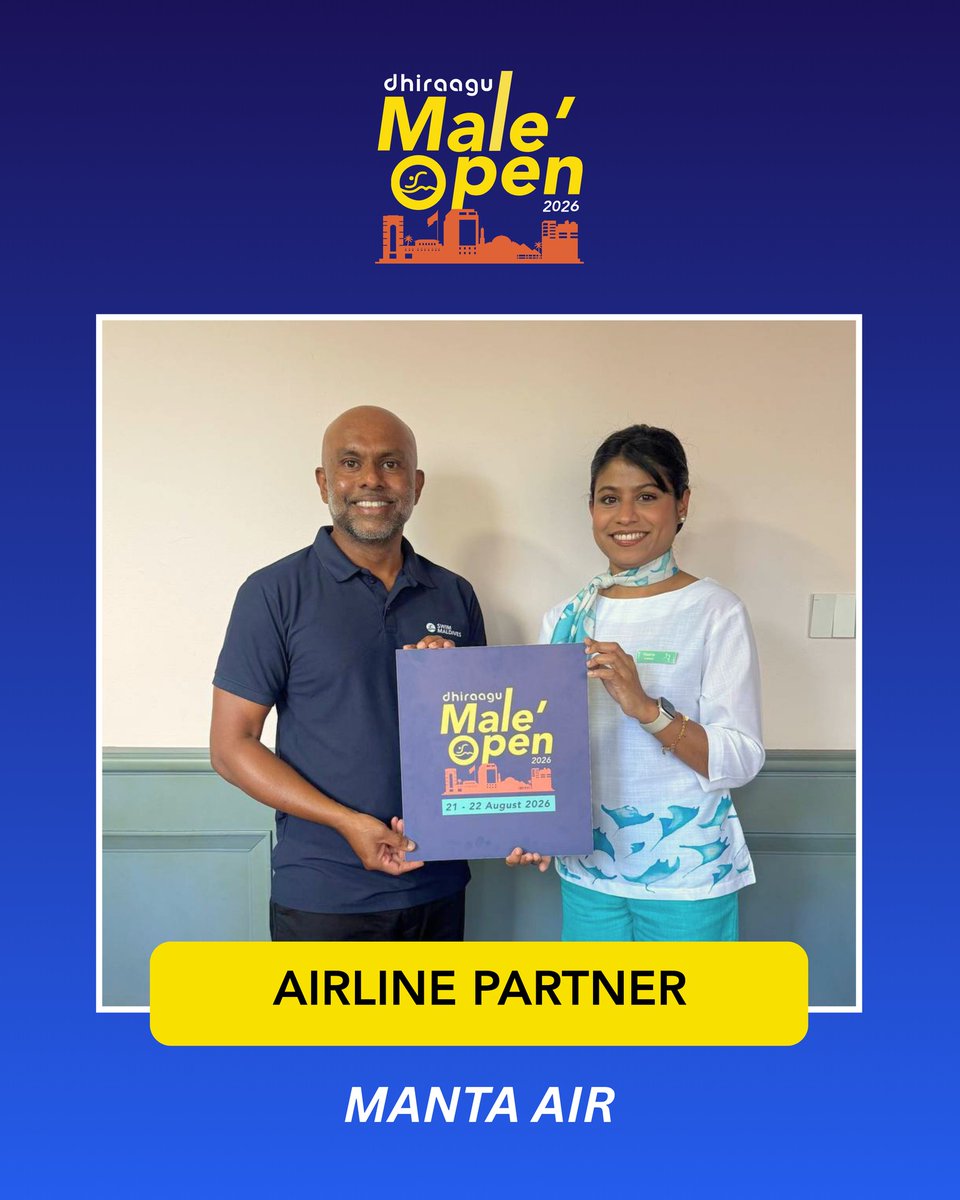 ChereVanstthz's tweet photo. We’re flying into race week with Manta Air! Proud to welcome them as Official Airline Partner of the Dhiraagu Malé Open 2026. See you at Rasfannu on 21–22 August! https://t.co/pxHoBR8Kpt