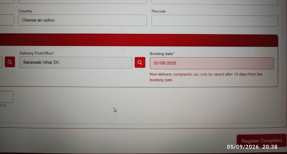 jatinagarwal's tweet photo. How can customer raise a grievance when @IndiaPostOffice blocks complaints for 15 days from booking? a deliberate barrier to grievance redressal!
@JM_Scindia @DoP_GoI @GoI_MoC @jagograhakjago
#IndiaPost  #CustomerExperience #CustomerService #ConsumerRights  #JagoGrahakJago https://t.co/MsS0eMbzba