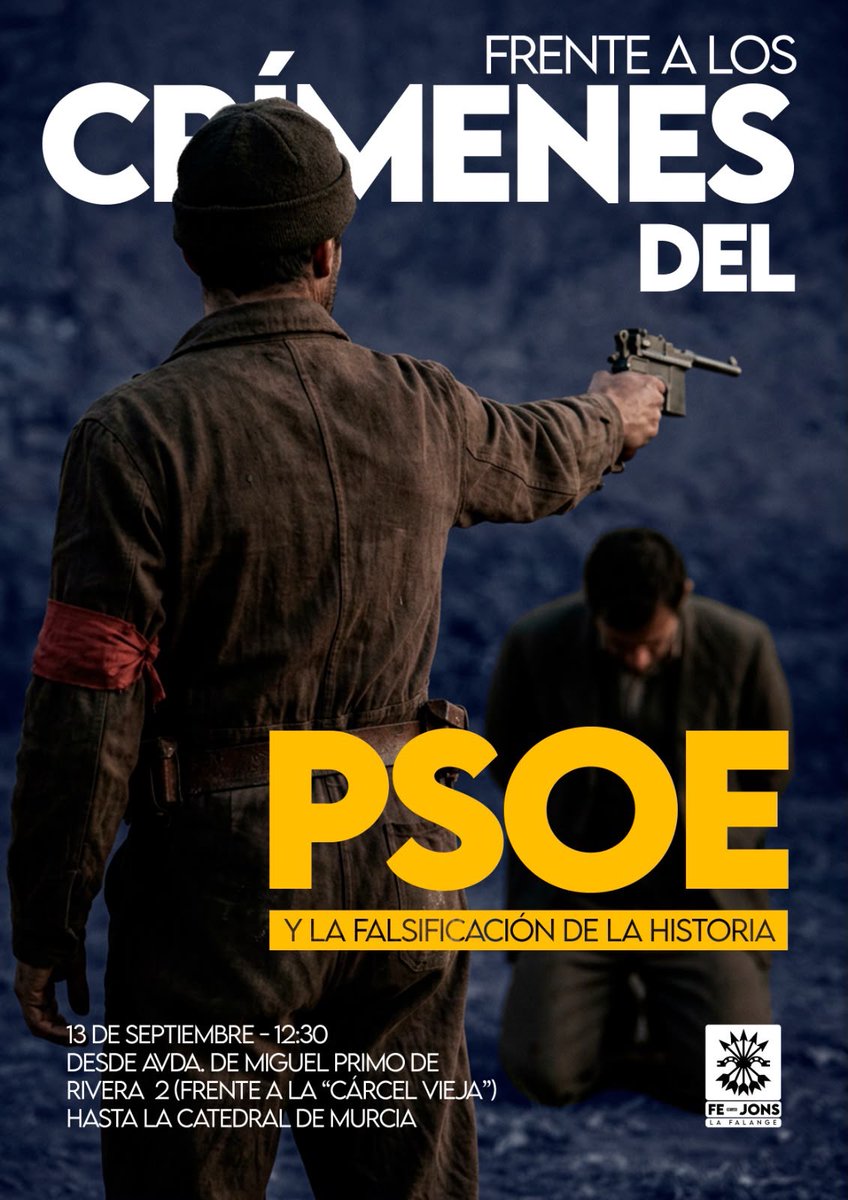 FalangedeMurcia's tweet photo. Están acosados por la corrupción y por su traición en Ceuta. Ahora quieren dar unos últimos coletazos destruyendo el patrimonio y la historia de los españoles. Nos tendrán enfrente. Acude el día 13 a la Cárcel Vieja. 
https://t.co/AHcGXsU6pL https://t.co/kp0Qogl9g9
