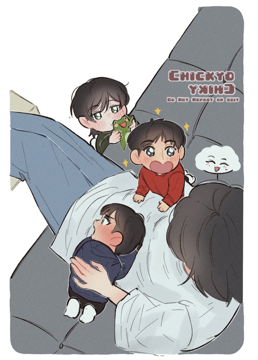 Chickyochiky's tweet photo. Mpreg Jh 👼 with 97z Triplets ⚔️🐶🐸 https://t.co/A5SDUWPzf5