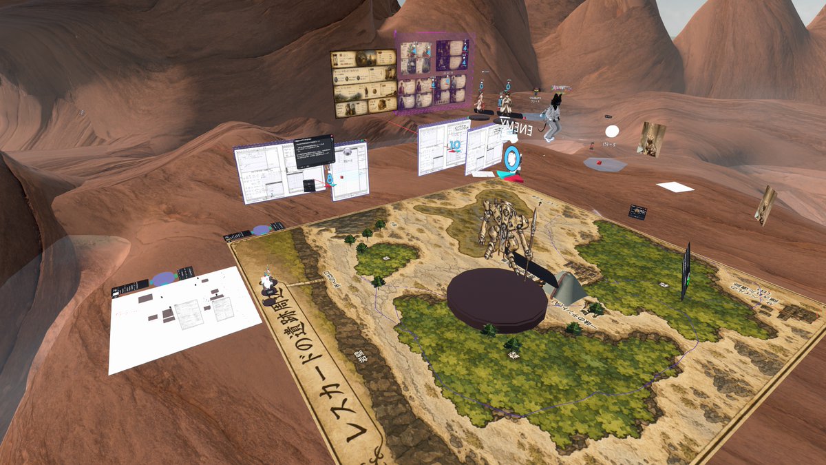 usaturn_bg's tweet photo. 古いシステム「ワースブレイド」を #resonite で遊んでます～
シナリオは「レスカードの略奪者」。昔のシステムとシナリオこんなだったなーと思いながら郷愁とか懐古の気持ちにプラスして、にゃ～んになりがち。
そして古いシステムも #VRTRPG なら、それっぽく遊べるのが良いところ。 https://t.co/Sth1DGPIJL