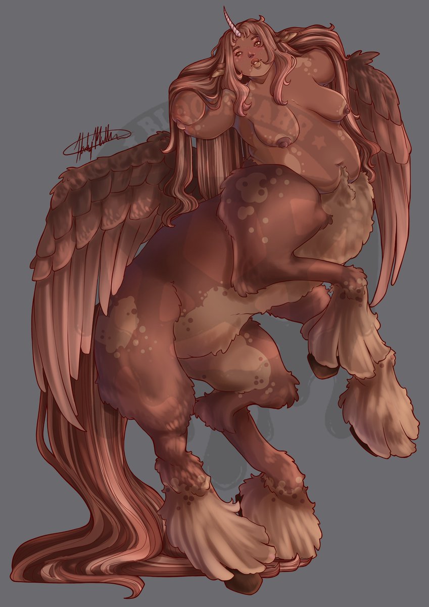 Bloodstarr96's tweet photo. First time drawing a centaur and can't say if i'm proud or not lol Either way she was super fun to draw and thank jeebus for my personal horse consultant 😂 (shout to to my sis in law) The character isn't mine but the art is! #digitalart
 #artcommissions #centaur #fantasy https://t.co/lKTjEmb5s8