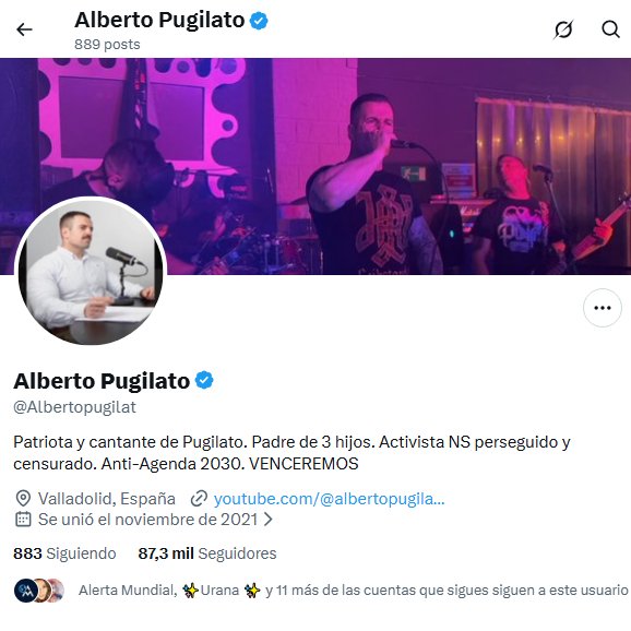 JulianMaciasT's tweet photo. El nazi Alberto Pugilato ha borrado 22.000 tuits que podrían ser delictivos, tras ser denunciado por la Fiscalía por instar a acosar, insultar y agredir a periodistas, artistas y políticos de izquierdas.
Solo ha dejado sin borrar 800 tuits que no le comprometerían judicialmente. https://t.co/nK3mM95ydX