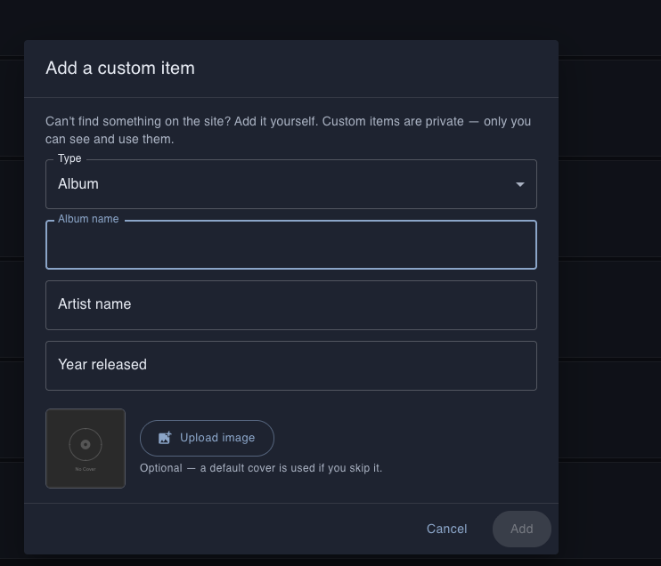 MusicTierList's tweet photo. New Feature on the site, you can be able to add your own custom artist, album, or song for your tier list if we don't have it in our database!!

Check it out: https://t.co/nGthKV0aJn https://t.co/cNbsHaFEi7
