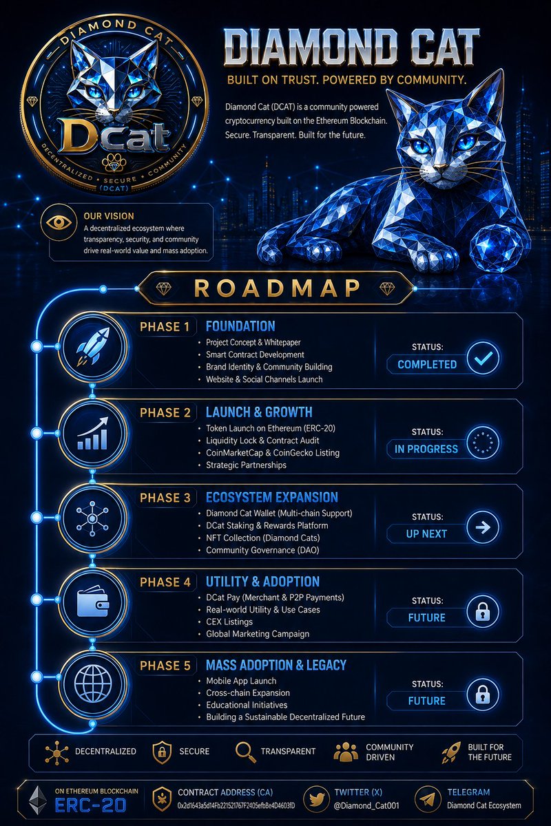 Diamond_Cat001's tweet photo. THE CAT IS OUT 🐈

Something is being built quietly.

Something with a bigger vision.

Something called Diamond Cat. 💎🐈

Don't just watch the story.

Be part of it.

$DCAT

CA: 0x2d1643a5d14Fb221521767F2405efbBe4D4603fD https://t.co/rjUOR7jXll
