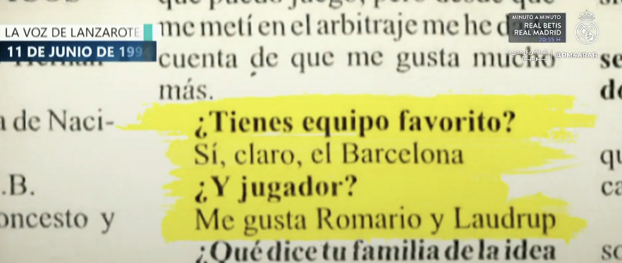 TouchlineX's tweet photo. 🚨 𝗕𝗥𝗘𝗔𝗞𝗜𝗡𝗚: Real Madrid TV have dug deep into the archives and discovered an interview with referee Hernández Hernández from 1994, when he was just 12 years old.

In the interview, Hernández Hernández, who refereed Real Madrid vs Real Betis last night, was asked which club he supported.

His answer: “Barcelona, of course.”