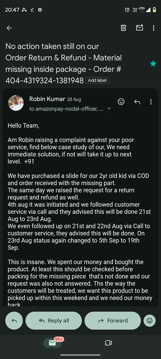 robinku04095308's tweet photo. @amazonIN 
@amazon
Order Return &amp; Refund - Material missing inside package 

Order # 404-4319324-1381948
Solimo Dolphin Slide https://t.co/xgcVnijCb2