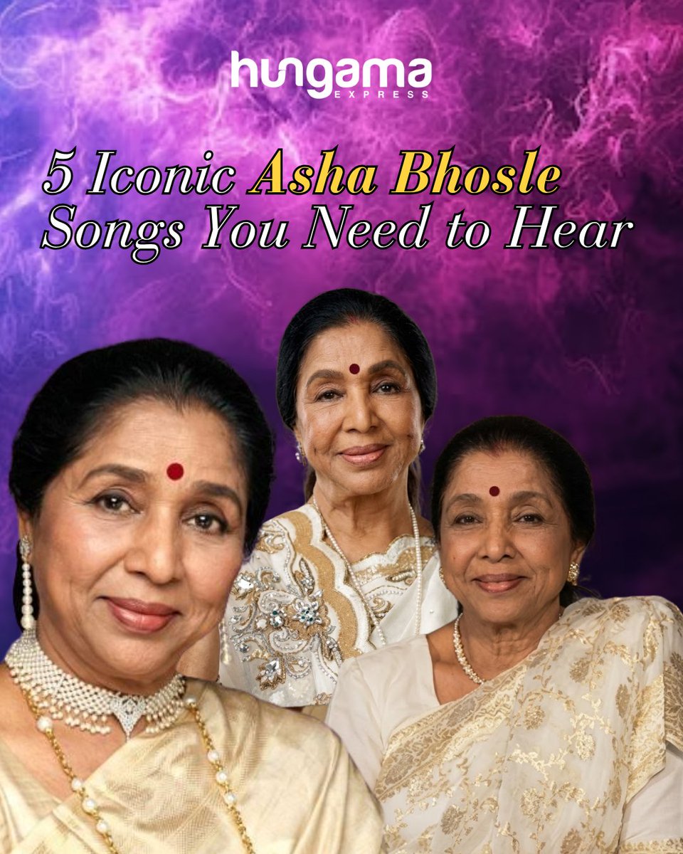 HungamaExpress's tweet photo. Asha Bhosle’s voice became part of Bollywood’s musical history. Take a look at five of her most iconic songs that continue to be loved across generations.

#AshaBhosle #BollywoodMusic #IndianCinema #MusicLegends #HungamaExpress https://t.co/sVFkVuyolX