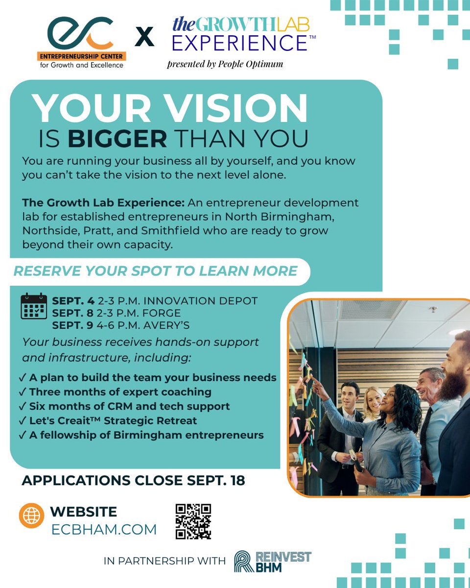 Happeningbham's tweet photo. The Growth Lab Experience | Entrepreneurship Center for Growth and Excellence | Sign Up Today! https://t.co/h2QETX1kip