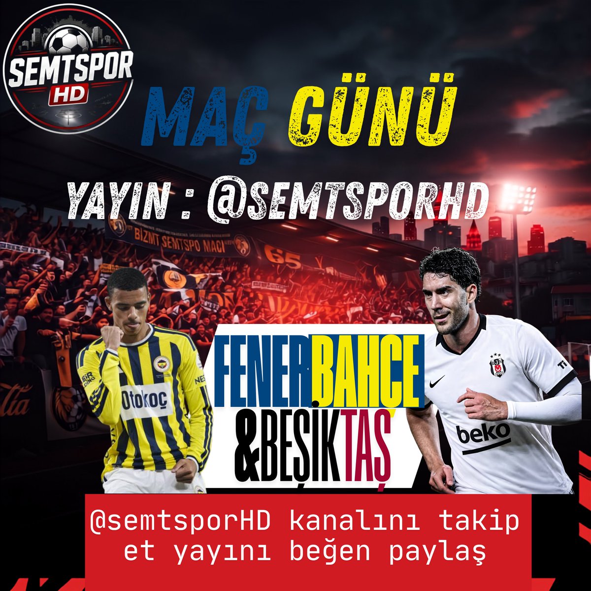 GollerAnlik90's tweet photo. 🚨 DERBİ GÜNÜ GELDİ !!!!

Artık kaliteli kesintisiz yayın arama derdine son !!!
Üyeliğe vereceğin paraya yemeğini söyle @semtsporHD hesabından maç keyfini çıkart.

❤️ Emeğe saygı adına hesabımızı takip edip yayınları beğeniniz!

FENERBAHÇE - BEŞİKTAŞ #FBvBJK CANLI @semtsporHD da https://t.co/l1PMDVIXa9