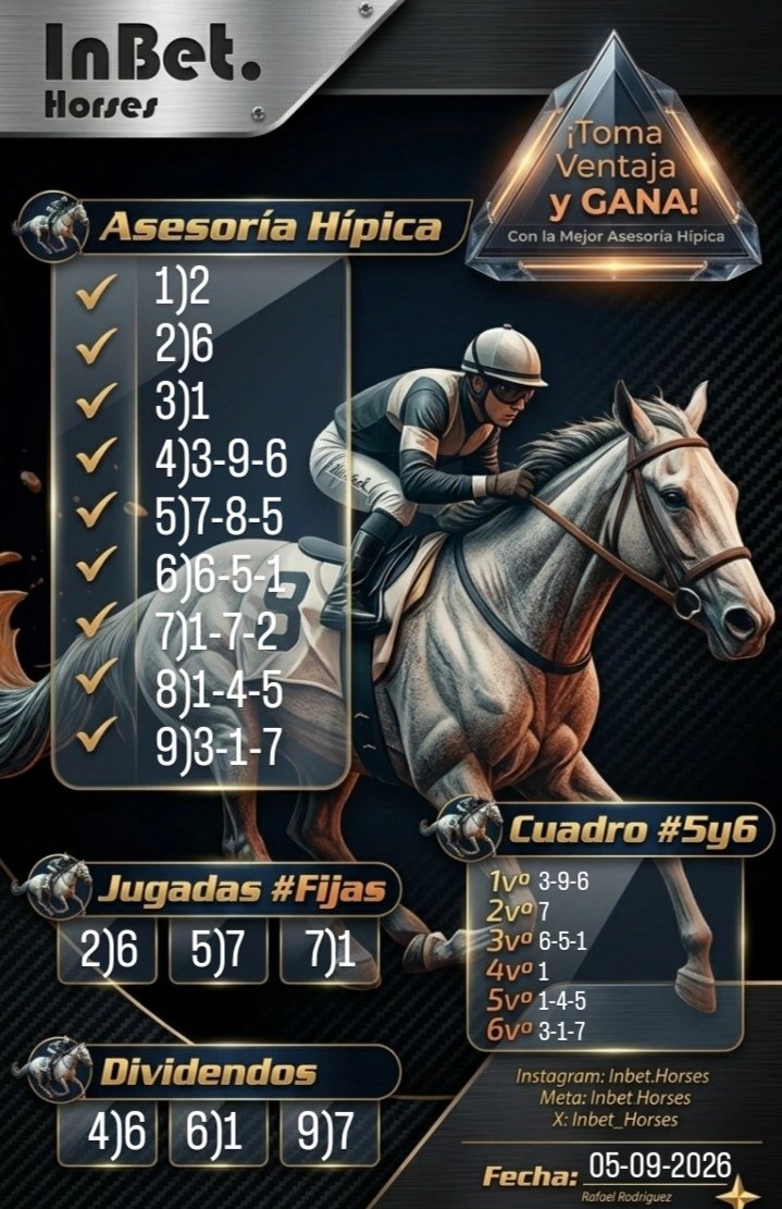 InBet_Horses's tweet photo. ¿Listos para las carreras nacionales en el Hipódromo de Valencia? 05-09-2026🏁🇻🇪 

#HipismoVenezuela #Hinava #CarrerasDeCaballos #venezuela #valencia https://t.co/mn3pWha3Cp