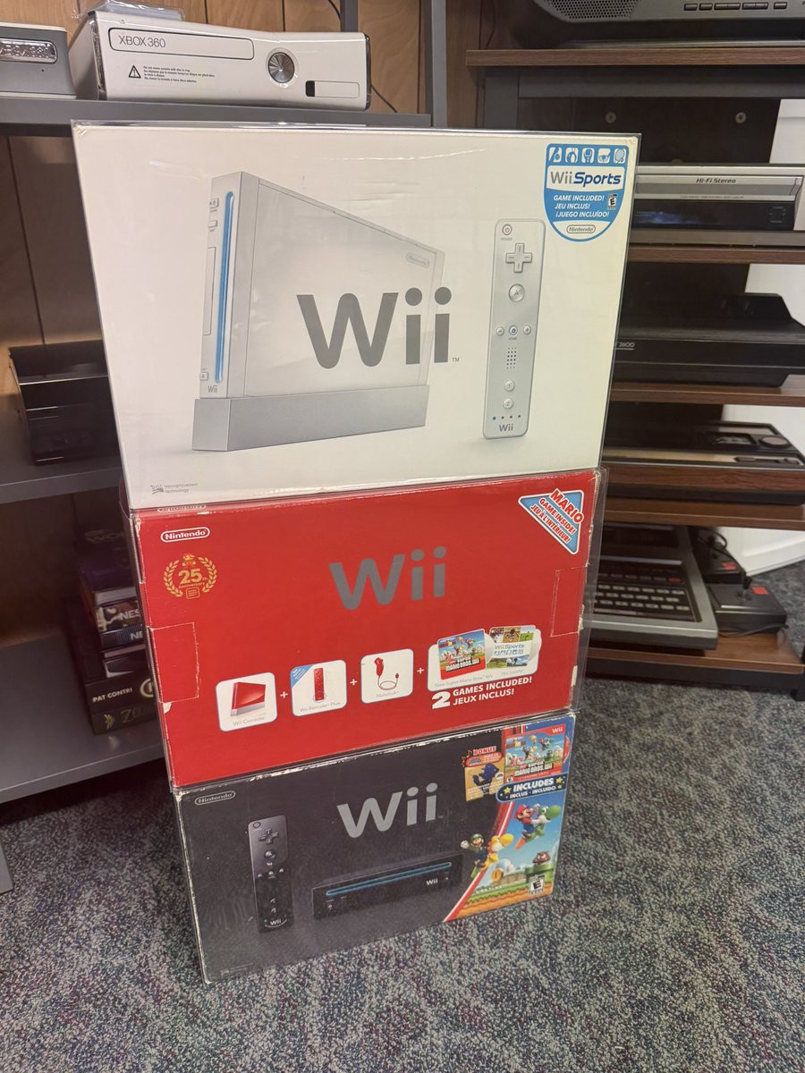 videogamecanada's tweet photo. Finally got protectors for my Nintendo Wii’s 🤗
#NintendoWii #Nintendo #Wii #RetroGaming #VideoGameCollector #GameCollector #GamingCollection #NintendoCollector #ConsoleCollection #RetroGames #VideoGames #GamingRoom #CompleteInBox #WiiSports #NintendoCollection https://t.co/03KwKAvxBm