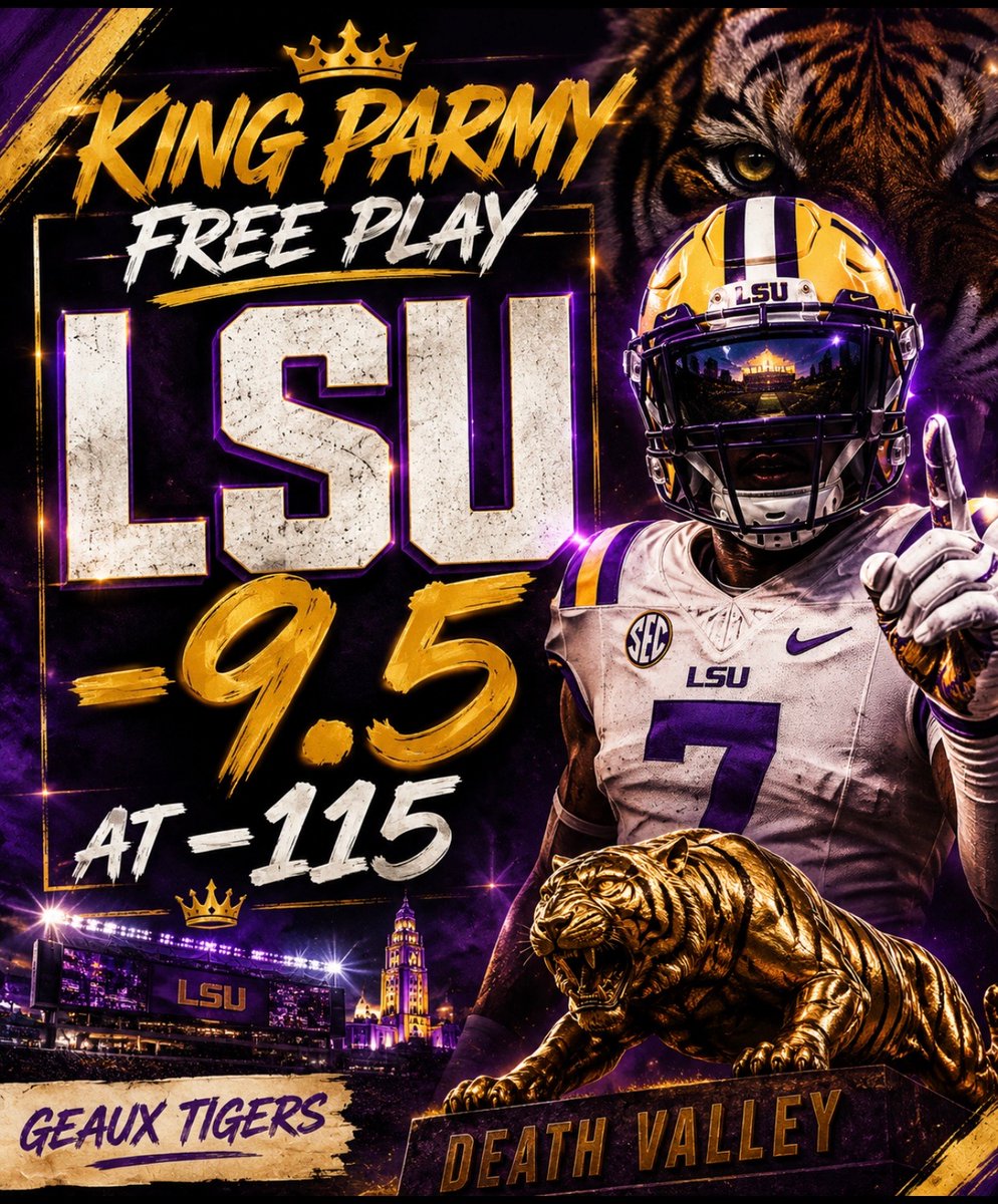 KingParmy's tweet photo. NCAAF Saturday 🏈

LSU - 9.5 (-115) 1U

LIKE = Riding with Parmy🐢 https://t.co/ekT36QZ3rt