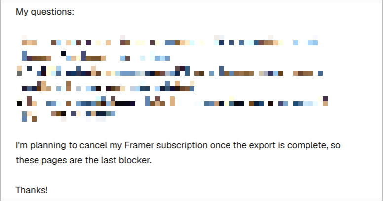 iumarmirza's tweet photo. today a new user at @framertonextjs reached us out flagging a few bugs. His site has 46 pages and he actually found out https://t.co/h7jgt2XqTr very useful. 

lovely people out there. 

and again, cancel your @framer subscription. something big coming at @framertonextjs https://t.co/MQAw2hfUBg