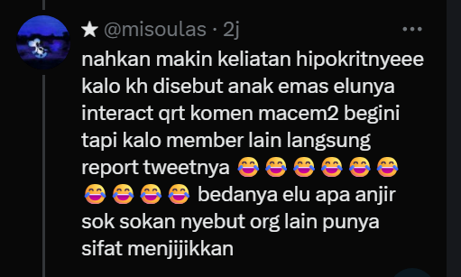 azinalurun's tweet photo. @misoulas Loh, bukannya tadi lu ngatain gua hipokrit dan plenger gara" milih report daripada negur? Tapi lu sendiri jg sama aja anjirr mlh milih ngeblock tanpa report tu akun ketimbang interact/negur. jadi lu ngomong gini lagi ngomongin diri sendiri Wkwk kemakan omongan sendiri kan lu😂😂 https://t.co/Sy5MygFFPn