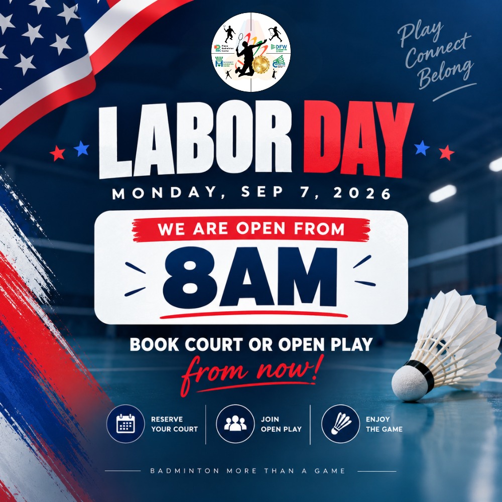 trainingatcbc's tweet photo. LABOR DAY — WE’RE OPEN!
Monday, September 7, 2026

Looking for something fun to do this Labor Day? 
Come play badminton with us!
WE ARE OPEN FROM 8 AM

Start your holiday with a game, a rally, and great company.
BOOK COURT OR JOIN OPEN PLAY https://t.co/L0ZFzb4bvl