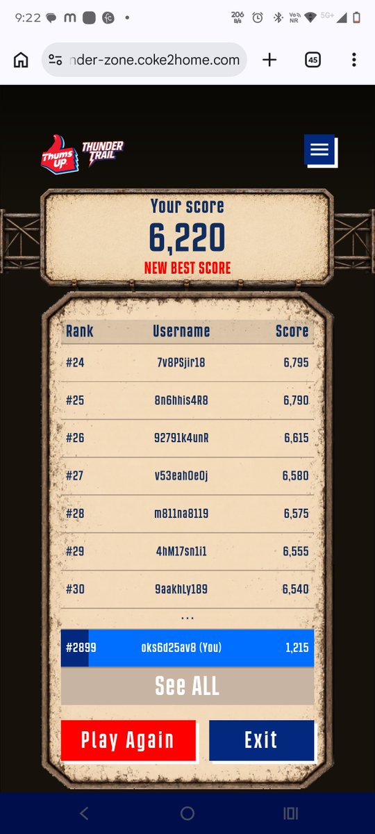 ShivamKaso29442's tweet photo. @ThumsUpOfficial  @GullyLabs i m facing a issue in my 1 attempt I score 8k+ but didn't get updated and also check these ss my score didn't updated in leaderboard. https://t.co/XuL6bcLK0S