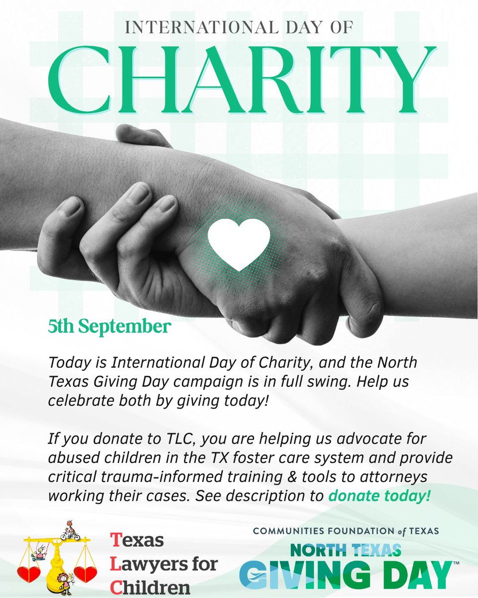 TLC_Updates's tweet photo. Help us fight for abused &amp; neglected children in the TX foster care system. Help us offer them hope for a brighter future. Together, we can change lives!

Donate, today, at the link below. We sincerely appreciate your support! #NTxGivingDay

https://t.co/01lGNwr9nZ https://t.co/X99wQJ0WRk