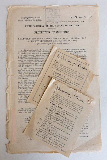 UNGeneva's tweet photo. "The child that is hungry must be fed.
The child that is sick must be helped.
The orphan and the waif must be sheltered and succoured.
The child must be the first to receive relief in times of distress"

#ChildRights Declaration, 1924➡️ https://t.co/YdgiBfrV91 https://t.co/zKAqqbkAH8