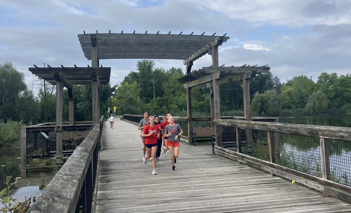 DetroitTitanTnF's tweet photo. The XC team has been getting the miles of trials; trials of miles in to build the base for #NCAAXC26. Ready for the return to racing next week at Cass-Benton. #GOTitans https://t.co/ZEHaMBhLNU