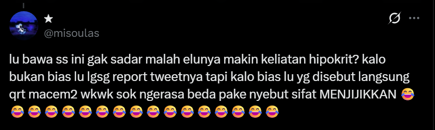 azinalurun's tweet photo. @misoulas Loh, bukannya tadi lu ngatain gua hipokrit dan plenger gara" milih report daripada negur? Tapi lu sendiri jg sama aja anjirr mlh milih ngeblock tanpa report tu akun ketimbang interact/negur. jadi lu ngomong gini lagi ngomongin diri sendiri Wkwk kemakan omongan sendiri kan lu😂😂 https://t.co/Sy5MygFFPn