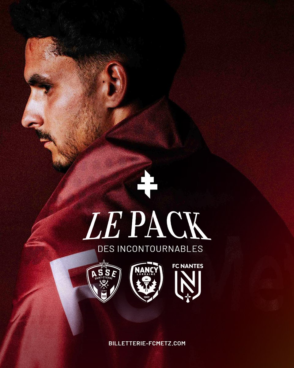 FCMetz's tweet photo. ON REMET ÇA ? ❤️‍🔥✊

Le pack des incontournables est DISPO, assurez votre place pour #FCMASSE + #FCMASNL + #FCMFCN 💯

À partir de 25€ le match 🎟️ https://t.co/UFdwGF1W38 https://t.co/mammQjYt6D