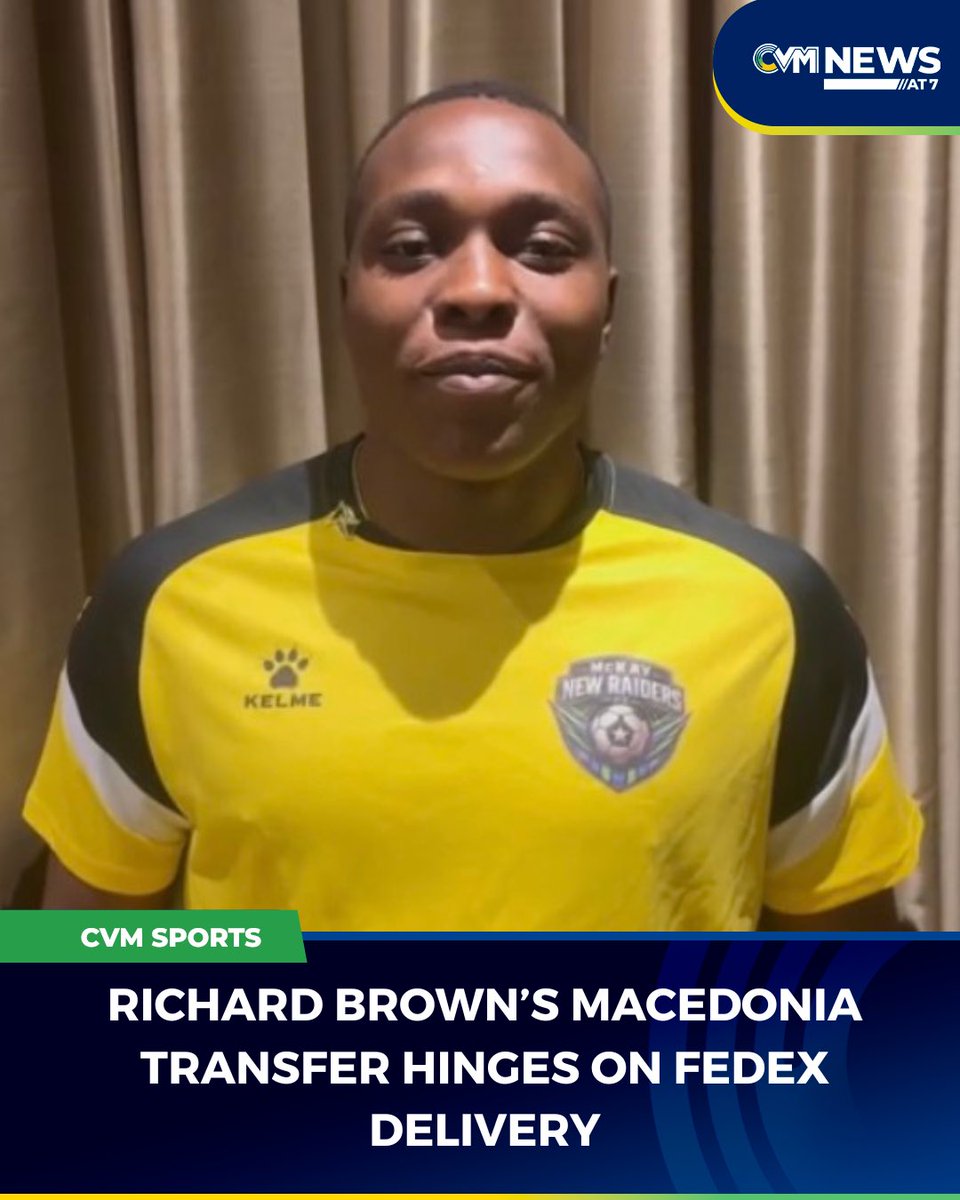 CVMTV's tweet photo. The transfer of Jamaican footballer Richard Brown to the Macedonian Premier League is hanging by a thread — and it all comes down to a late FedEx package.

#CVMSports 

1/2 https://t.co/N8onKv8N9B