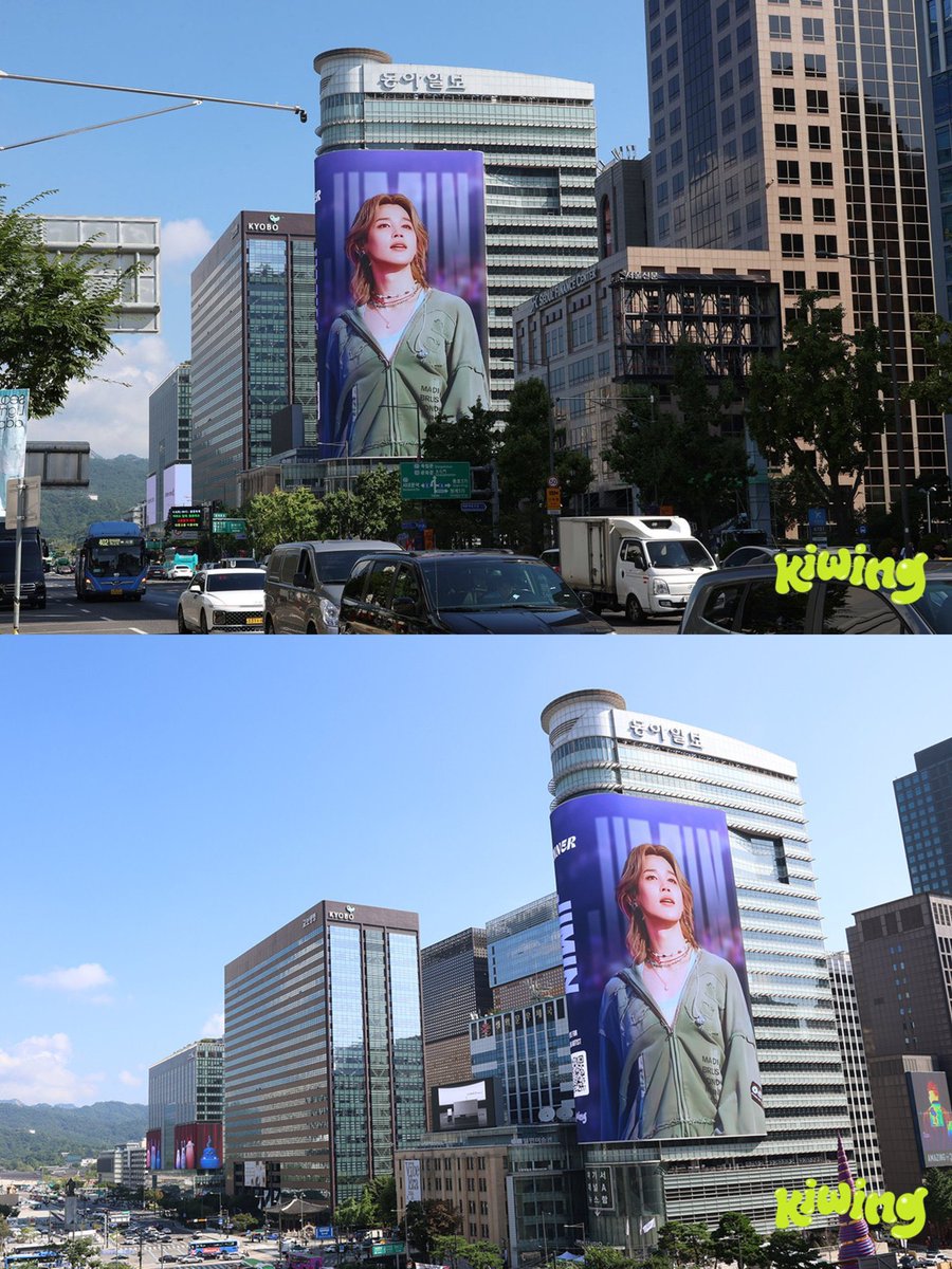 JiminLatinoFB's tweet photo. Los fans de Jimin son los mejores 😭😳 miren el enorme anunció que consiguieron para el, tras ganar el Kiwing Gold Race.

El rostro de Jimin ahora se exhibe en el Luux Gwanghwamun Billboard, el mayor panel digital de Corea del Sur 🇰🇷 

 ¡Jimin tiene los fans mas dedicados y enfocados!

CONGRATULATIONS JIMIN