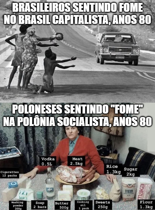 ComunistaOpres4's tweet photo. Toda vez que eu vejo poloneses dizendo que a vida no socialismo era ""horrível"" por terem que esperar um pouco na fila pra conseguir comida subsidiada do governo na crise dos anos 1980, eu me lembro que nessa mesma década tinha brasileiro comendo literalmente lixo e calangos. https://t.co/kFWQNrr8dh