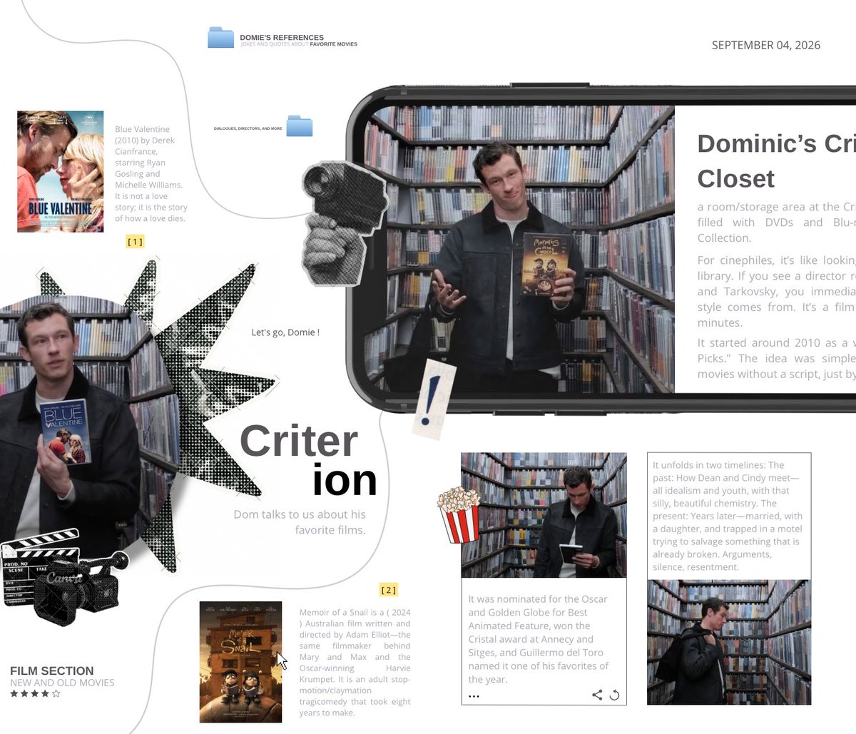 homewrocked's tweet photo. ⠀ ⠀  ╰╶╼ ⠀ Dominic St. Jame’s  Closet Picks. ᥪ homewrocked⠀」

The actor describes the beauty of discovering Derek Cianfrance, recounts how Mulholland Drive sparked his desire to act, and selects his all-time favorite films—from Blue Valentine to Hammett.

⠀ https://t.co/c0KlcOK6SR
