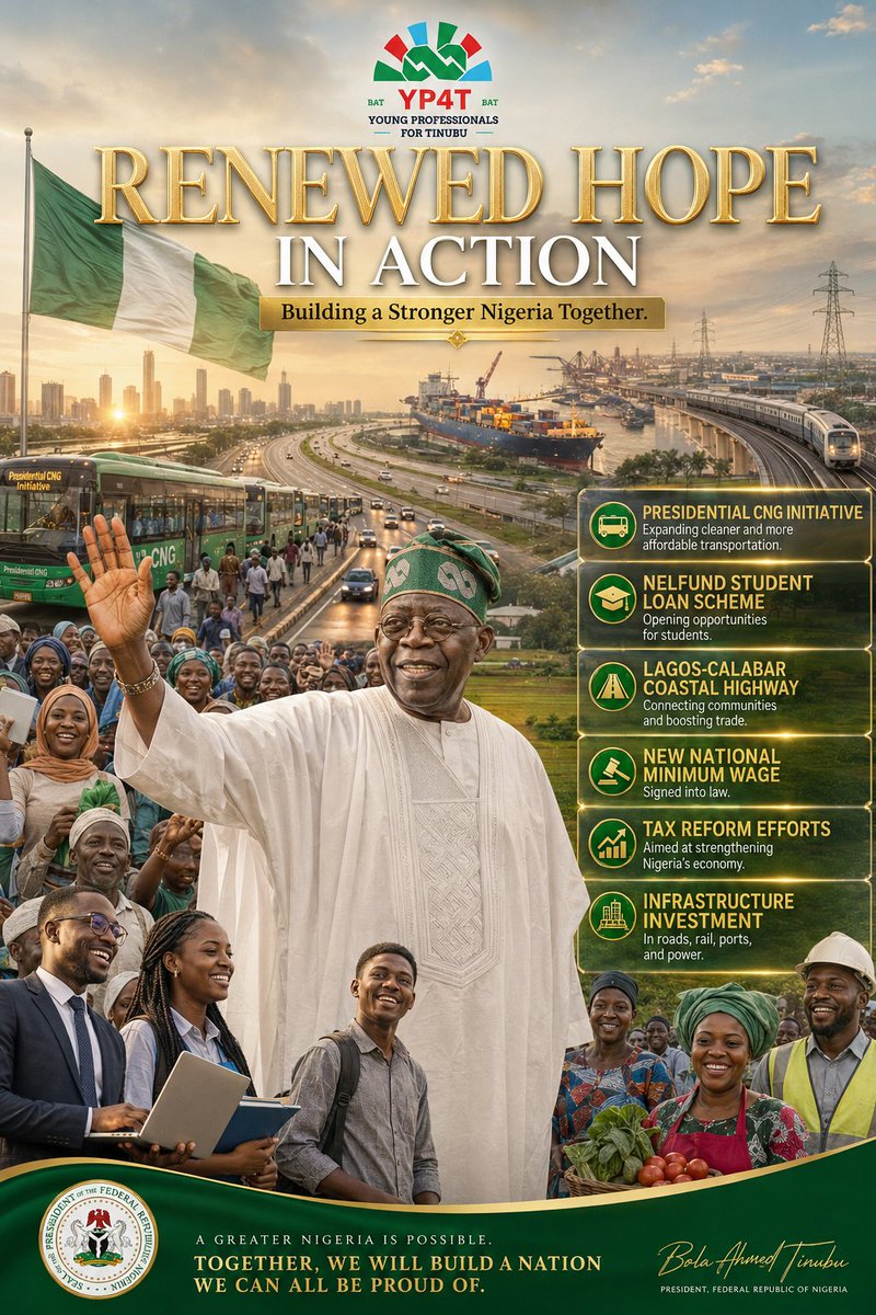 Mallyi01's tweet photo. Renewed Hope in action 
Tinubu in power
Nigeria is building 
Tinubu is making a better history for Nigeria 
TINUBU DAY AND NIGHT NO GOING BACK 
@YP4Tinubu https://t.co/5WOoUHn2Vz