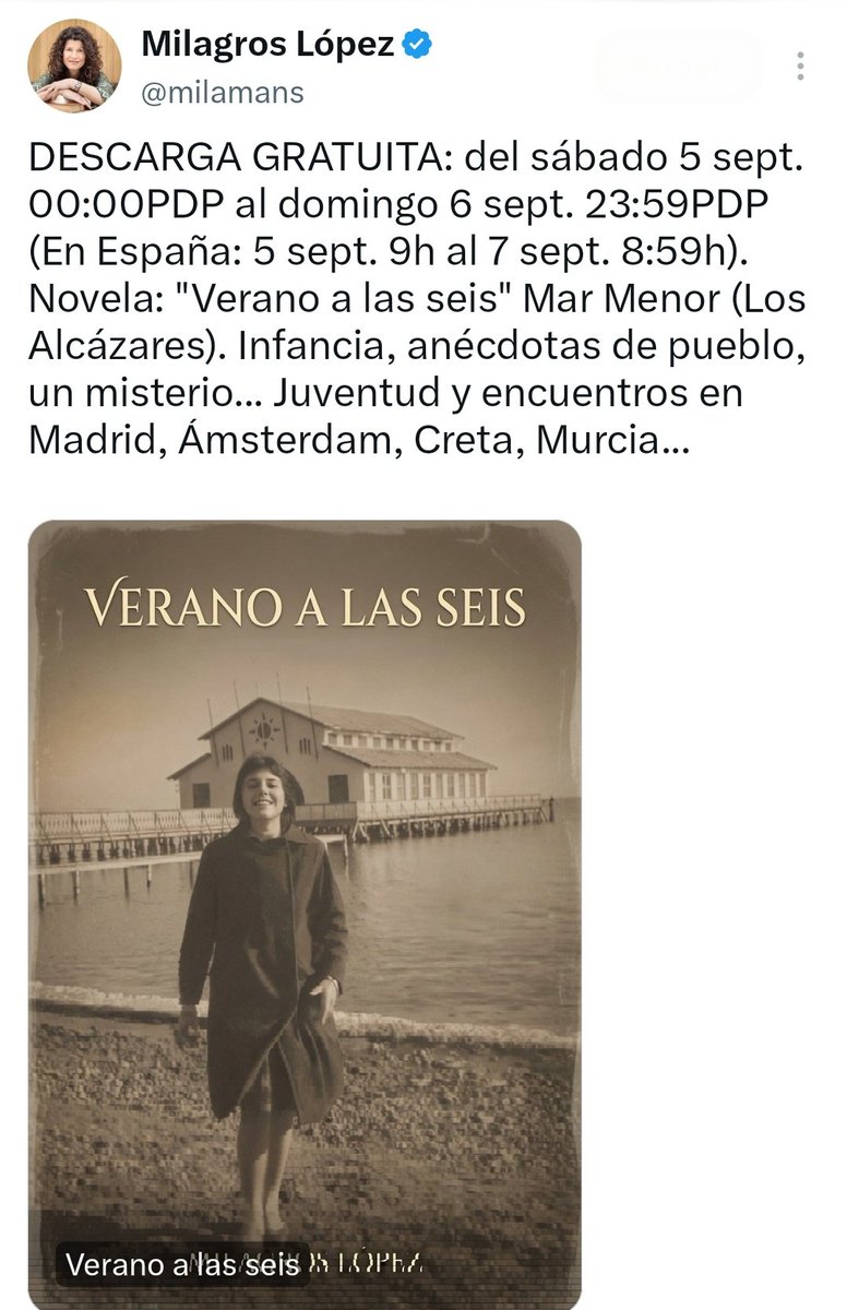 milamans's tweet photo. 📖 "Verano a las seis". Hoy descarga gratuita en Amazon. https://t.co/eN0KPmNbDB
#librosgratis #marmemor #romance https://t.co/1aPdjauo56