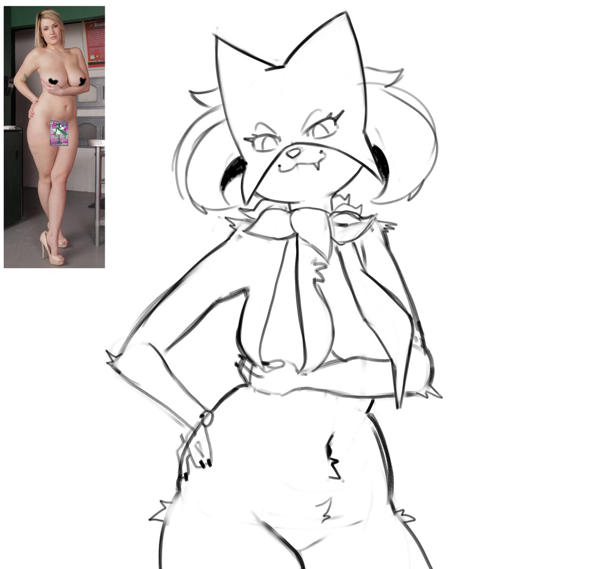 Kemononemo's tweet photo. Meowscarada wip https://t.co/9LVMJPwRrk