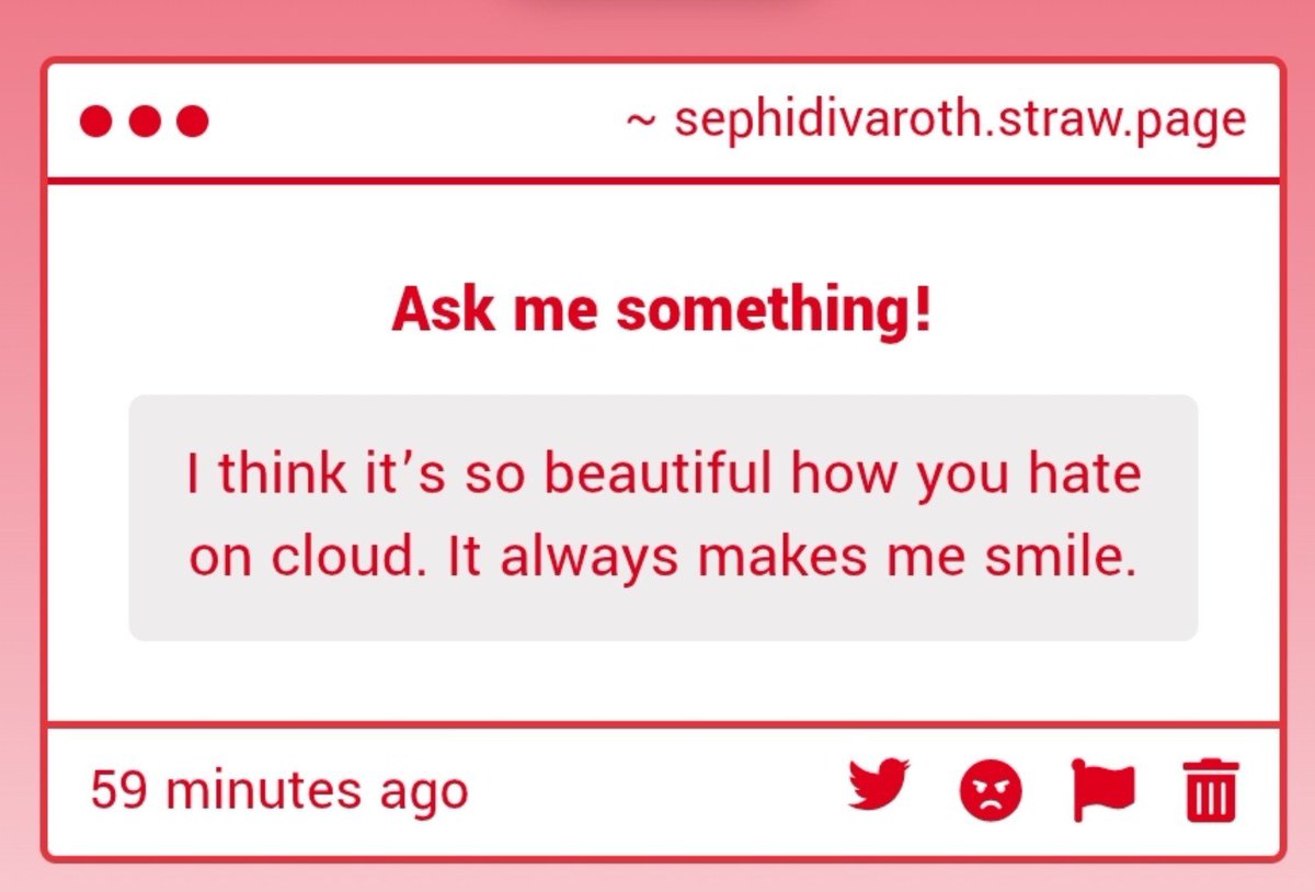 sephidivaroth's tweet photo. i am really happy to hear that anon i will keep hating on him everyday #cloudstrifehatetwt https://t.co/UkrRjYu8dq