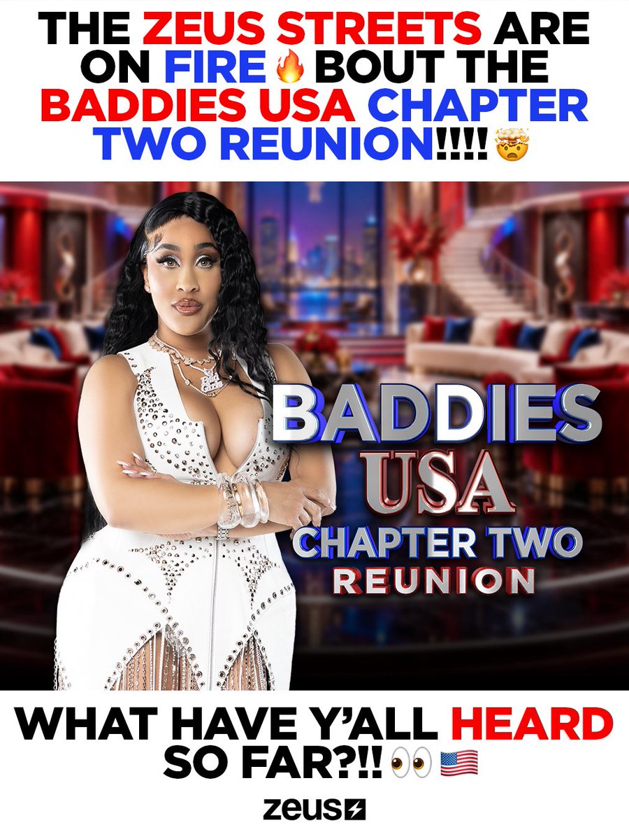 The_ZeusNetwork's tweet photo. Chiilee!! 🙌🏾 It’s been NONSTOP TEA spilling bout the #BaddiesUSAChapterTWOReunion!! ☕️ Run up the comments &amp; let us know what you’ve HEARD 👂🏾so far….🤪👇🏾

Link in bio to stay tuned for the #BaddiesUSAChapterTWOReunion COMING SOON on @The_ZeusNetwork!⚡️ https://t.co/tGCGOsJri2
