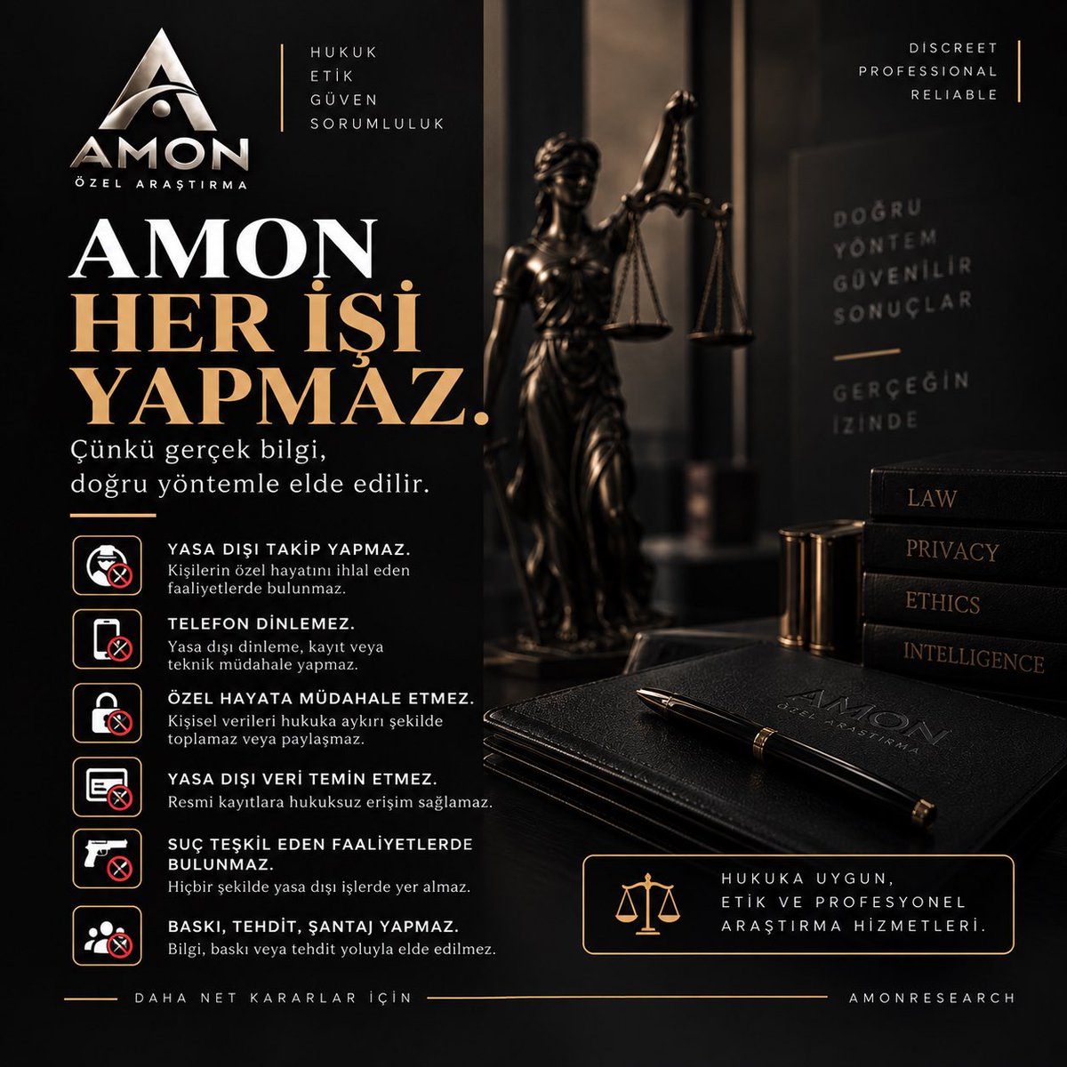 amonresearch's tweet photo. AMON; yasa dışı takip, gizli dinleme, hesap veya cihazlara yetkisiz erişim, kişisel verilere hukuka aykırı müdahale, tehdit, baskı ve suç teşkil eden hiçbir faaliyette bulunmaz.#AMON #AMONResearch #ÖzelAraştırma #OSINT #Ticariİstihbarat #DueDiligence #RiskAnalizi #Araştırma https://t.co/w4TNuD9EmB