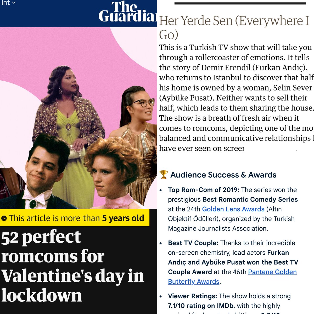 marwamerve__'s tweet photo. #HerYerdeSen the series that Kumafc fans enjoy sharing videos from and laughing over was a 2019 Romcom that won several awards including the Pantene Golden Butterfly and the MGD Golden Lens Award and more, it was even highlighted by the renowned British newspaper *The Guardian*+ https://t.co/DH8znro0gI