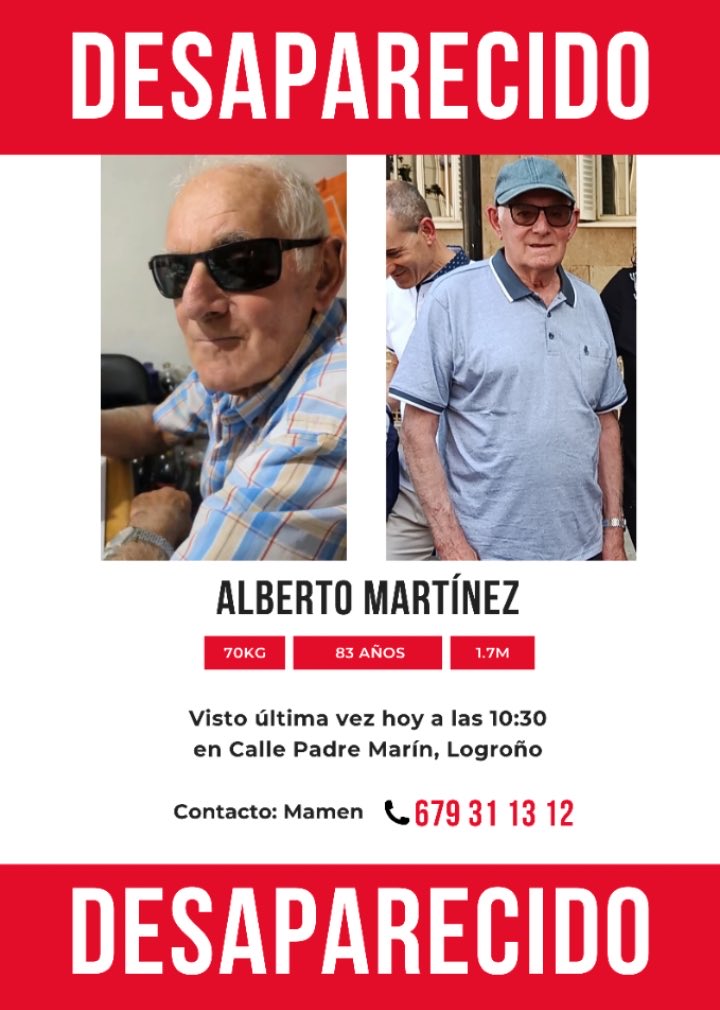 conrado_escobar's tweet photo. Me hago eco de este llamamiento de búsqueda a petición de la familia de Alberto.
Me consta que hay dispositivos de búsqueda en los que colabora Policía y Bomberos.
Gracias por la colaboración https://t.co/smaKGKp8V2