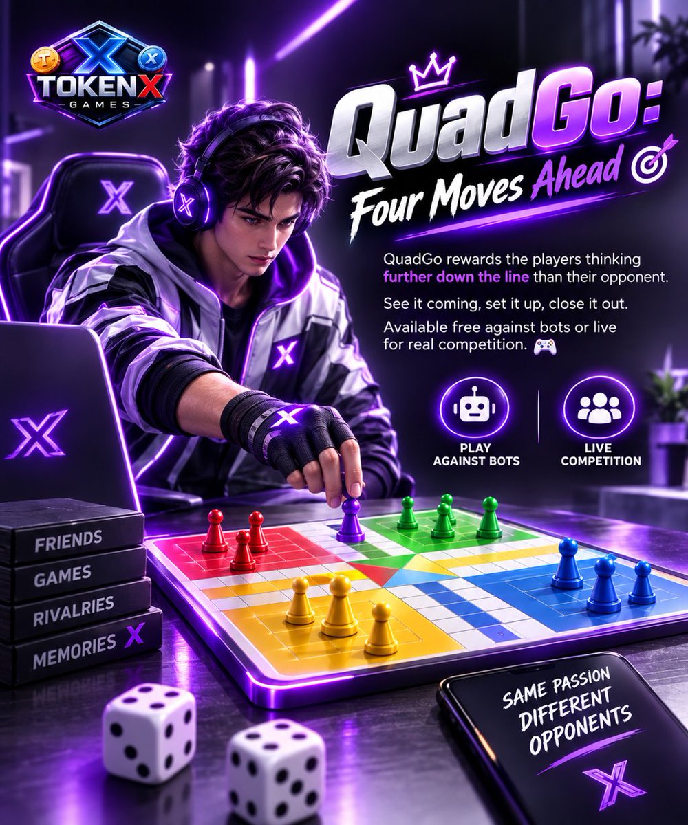 Tokenxgames's tweet photo. 🎯 Think one move ahead? Try FOUR.

QuadGo is all about strategy, timing & reading your opponent. 🧠

🤖 Practice FREE against bots
⚔️ Challenge real players
🏆 Outsmart. Compete. Win.

Same passion. Different opponents. 🔥

👉 @TokenXGamesBot

#TokenXGames #QuadGo #Web3Gaming #TON #GameFi