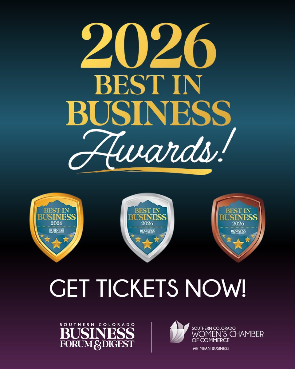 SCWCC's tweet photo. Our #InvestorSponsor, The Southern Colorado Business Forum &amp; Digest, is holding their 2026 Best in Business Awards on 9/24! Join the FREE Expo, enjoy a networking happy hour, and be there when the Community Choice Awards are announced live.

#SCWCC https://t.co/Am4oGTg2rK
