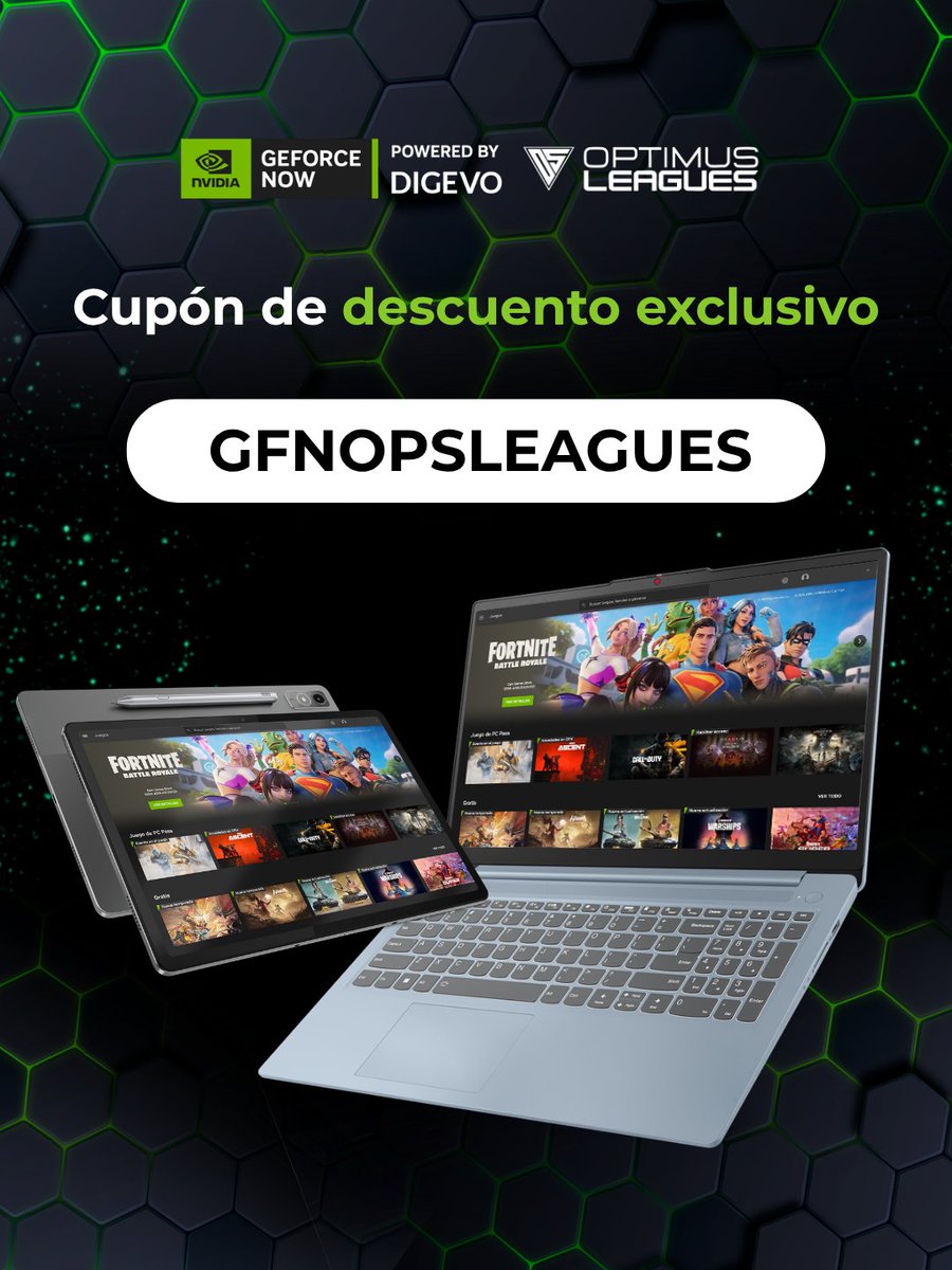 opsleagues's tweet photo. ¡Juega al máximo nivel desde cualquier pantalla! 🚀🎮

Junto a GeForce NOW powered by Digevo, te traemos un cupón de descuento exclusivo para que disfrutes de tus juegos favoritos en la nube con rendimiento RTX y cero complicaciones.
Usa el código al suscribirte:  GFNOPSLEAGUES https://t.co/3uSzaiH6Sp